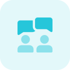 People discussing business on chat with speech bubble icon