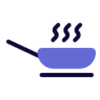 Frying pan with for saute the cooking items icon