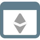 Ethereum cryptocurrency webpage with its Logo on internet browser icon