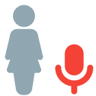 Audio played by businesswoman on a chat messenger icon