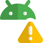 Android operating system warning with the triangular exclamation mark icon