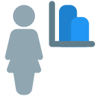 Line chart of the businesswoman with sales graph icon