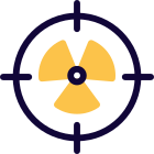 Nuclear target with crosshair isolated on white background icon