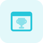 Achievement on web page with winning trophy icon