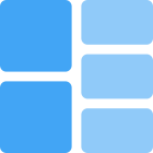 Square block split into several parts icon