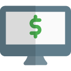 Internet banking and online purchase on desktop computer icon