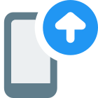 Cell phone upload with up arrow layout icon