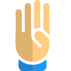 Four fingers up gesture isolated on a white background icon