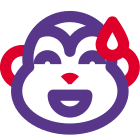 Monkey grinning facial expression with cold sweat icon