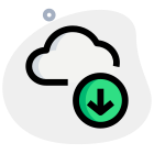 Content stored online on cloud server with download arrow icon