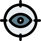 Live target of audience for web traffic with eye on crosshair icon