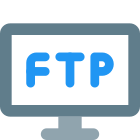 Computer connected to FTP server for data file transfer icon