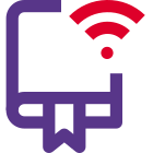 Downloading a book over to wireless Internet connectivity icon