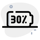 Thirty percent phone battery charging level layout icon