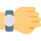 Left hand wearing orientation of digital smartwatch icon