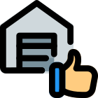 Thumbs up or like gesture in private storage warehouse unit icon