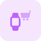 Online shopping made easy on smartwatch with trolley logotype icon