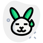 Wild rabbit facial expression with cold sweat icon