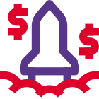 Aviation company making money - rocket launch logotype icon