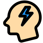 Brainstorm with new ideas and flash thunderbolt layout icon