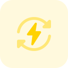 Regenerative electrical energy with bolt and recycle logotype icon
