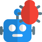 Bug in a robotic programming resolve with a patch isolated on a white background icon