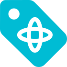 Atomic reaction Logotype on a label layout icon