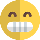 Happy reaction with teeth out visible smile icon