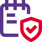 Notebook with verified check protection logotoe layout icon