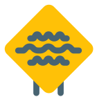 Big waves warning on a sign board layout icon