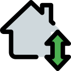 House transfer with up and down arrow isolated on a white background icon