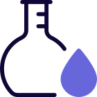 Blood testing at laboratory in a flask icon