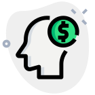 Head with dollar sign concept of money on mind icon