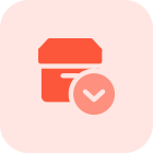 Delivery box with bottoms down arrow layout icon