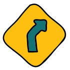Curve Right Road Sign icon