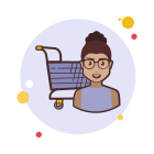 メガネの女の子ショッピングカート icon