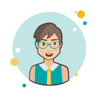 Grey Hair Business Lady With Green Glasses icon