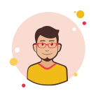 Мужчина в красных очках и желтой рубашке icon