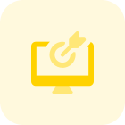 Work aimed at desktop computer isolated on a white background icon