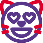 Lovable heart eyes emoji smiling cat face icon