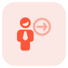Businessman with a right direction arrow indication icon