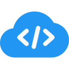 Programming on cloud application system isolated on a white background icon