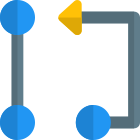 Algorithm diagram from one node to another node pathway icon