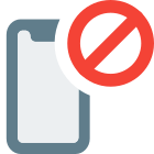 Cell phone prohibition sign board with crossed logotype icon
