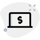 Internet banking and online purchase on laptop computer icon