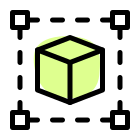 Cube shape 3D scanning in all side corner crop s icon