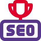 Champion of seo research with trophy logotype icon