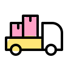 Pickup truck with large and heavy item delivery icon