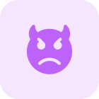 Angry devil face emoticon with pair of horn icon