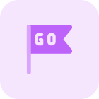 Go as text on flag isolated on a white background icon